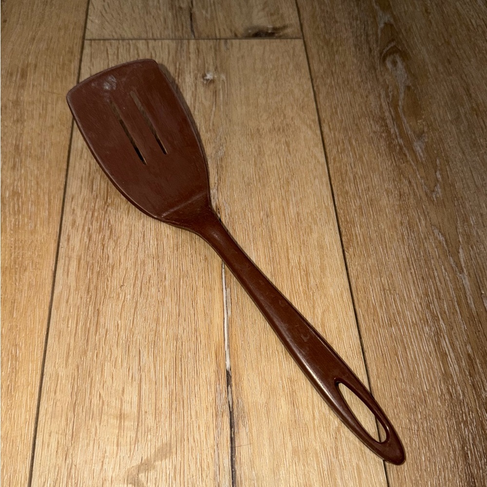 ENSAR Corp 2 Slot VTG Brown Nylon Slotted Spatula Flipper Turner Kitchen Cooking